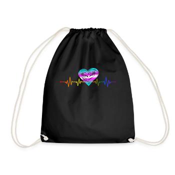 Gender Lesben, Schwule, Trans, Queer Regenbogen - Turnbeutel - Schwarz - Vorne