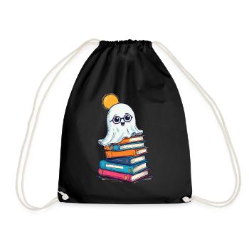 Reading Halloween Ghost Book Lover Style - Drawstring Bag - black - Front