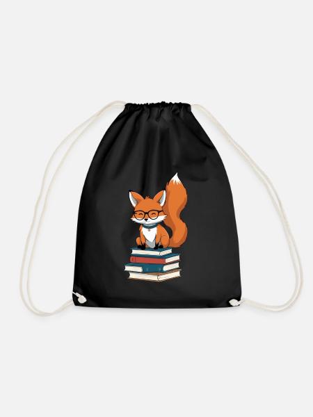 Niedlicher Buch Liebhaber Lustiger Bücher Fuchs - Turnbeutel - Schwarz