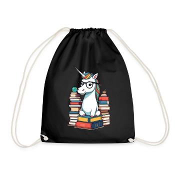 Einhorn Fantasie Geschichten Süßer Bücherwurm - Turnbeutel - Schwarz - Vorne
