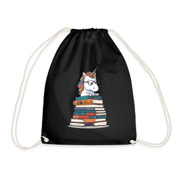 Mignon rat de bibliothèque licorne lecture imaginative - Sac de sport léger - noir - Devant