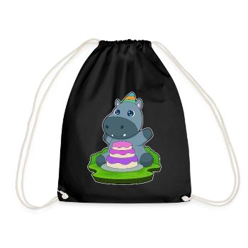 Gâteau d’anniversaire hippopotame - Sac de sport léger - noir - Devant