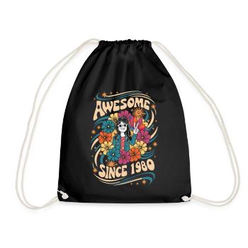 Années 1980 Hippie Anniversaire Rétro Fleurs - Sac de sport léger - noir - Devant