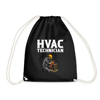 HVAC Technician, american flag HVAC - Turnbeutel - Schwarz - Vorne