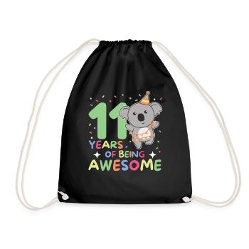 Koala for his 11th birthday children eleven years old - Drawstring Bag - black - Front