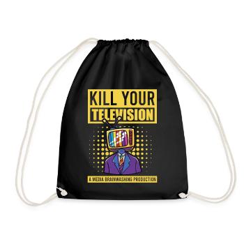 Brainwashing Kill your TV Fake News Portest - Drawstring Bag - black - Front