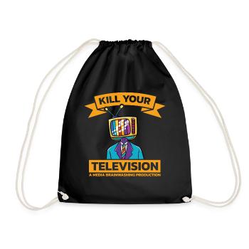 Brainwashing Kill your TV Fake News Portest - Drawstring Bag - black - Front