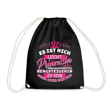 Prinzessin & Bergsteigerin - Cooles - Turnbeutel - Schwarz - Vorne