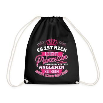 Princess & Angler - Fun Fishing Fishing - Drawstring Bag - black - Front