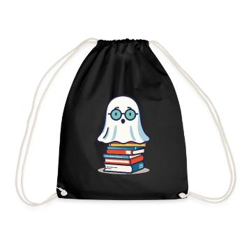 Lesendes Halloween Gespenst Niedliches Bücherwurm - Turnbeutel - Schwarz - Vorne