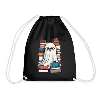 Buchliebhaber Stil Lesendes Halloween Gespenst - Turnbeutel - Schwarz - Vorne