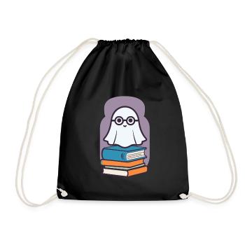 Buchliebhaber Stil Halloween Gespenst Bücherwurm - Turnbeutel - Schwarz - Vorne