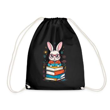 Lesender Hase Begeisterter Buchliebhaber Stil - Turnbeutel - Schwarz - Vorne