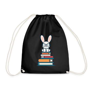Lesender Hase Begeisterter Buchliebhaber Bunny - Turnbeutel - Schwarz - Vorne