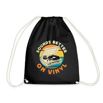Vinyl Records Sounds Better On Vinyl Retro Music - Drawstring Bag - black - Front