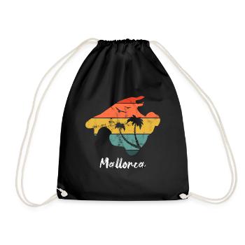 Mallorca holidays Balearic Islands retro vintage design - Drawstring Bag - black - Front