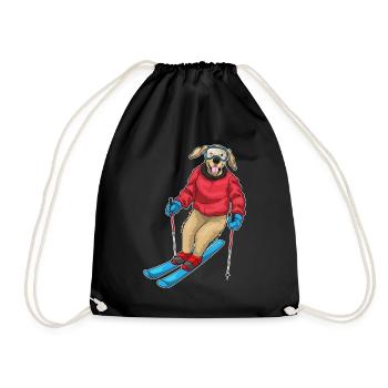 Labrador Skifahrer Ski - Turnbeutel - Schwarz - Vorne