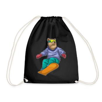 Bear Snowboarder Snowboard - Drawstring Bag - black - Front