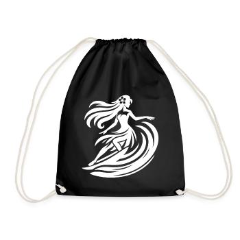 Tropical Surfer Girl Hawaii Beach Waves - Drawstring Bag - black - Front