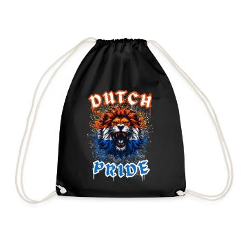 Dutch Lion in Dutch flag colors - Drawstring Bag - black - Front