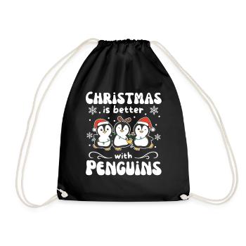 Christmas is better with penguins - Drawstring Bag - black - Front