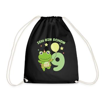 I'm already 9 frogs birthday kids - Drawstring Bag - black - Front