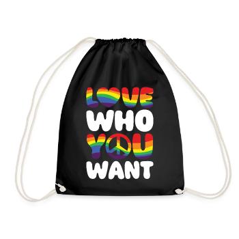 Gender Lesben, Schwule, Trans, Queer Regenbogen - Turnbeutel - Schwarz - Vorne