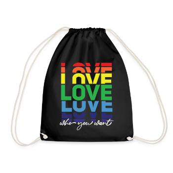 Gender Lesben, Schwule, Trans, Queer Regenbogen - Turnbeutel - Schwarz - Vorne