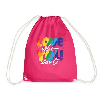 Gender Lesben, Schwule, Trans, Queer Regenbogen - Turnbeutel - Fuchsia - Vorne