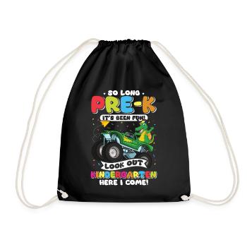 Nursery Gift Dinosaur Dino Skateboard - Drawstring Bag - black - Front