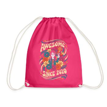 Millésime 2020 Hippie Anniversaire Rétro Floral - Sac de sport léger - fuchsia - Devant