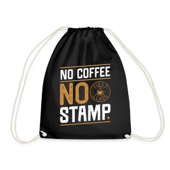 Stamp Collector No Coffee No Postcard Coffee Lover - Drawstring Bag - black - Front