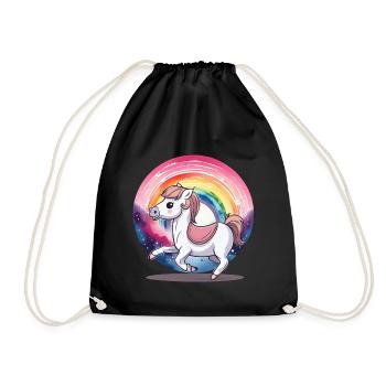 Arc-en-ciel Cheval Chevaux Enfant Enfants Poney - Sac de sport léger - noir - Devant