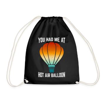 Witziger Heißluftballon Spruch - Turnbeutel - Schwarz - Vorne
