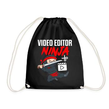 Video Editor Ninja Funny Videographer Video - Drawstring Bag - black - Front
