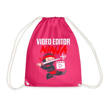 Video-Editor Ninja Lustiges Videofilmer-Video - Turnbeutel - Fuchsia - Vorne