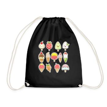 Eiscreme Cartoon Look - Turnbeutel - Schwarz - Vorne