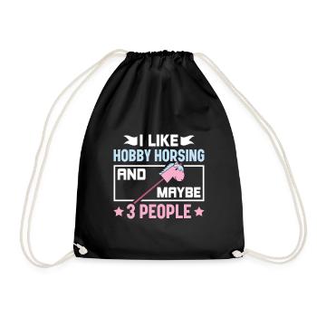 I Like Hobby Horsing & 3 People - Hobby Horse - Drawstring Bag - black - Front