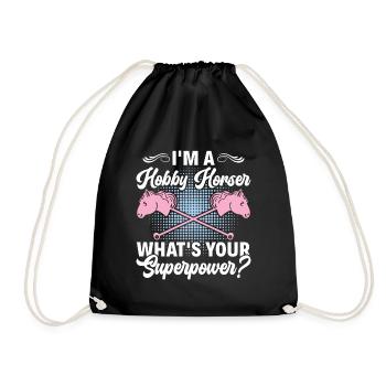 What's your Superpower - Hobby Horse Steckenpferd - Drawstring Bag - black - Front