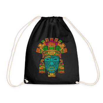 Aztec God Ancient Mythology Tlaloc - Drawstring Bag - black - Front
