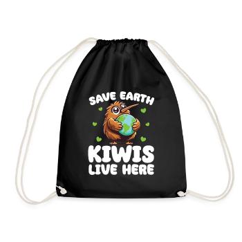 Rettet die Erde Kiwis Vögel leben hier Earth Day - Turnbeutel - Schwarz - Vorne