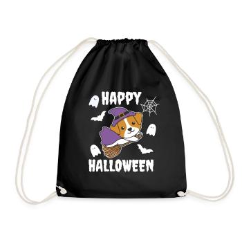 Jack Russell Happy Halloween Witch Kids Witches - Drawstring Bag - black - Front