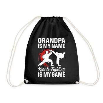 Grandpa is my name Karate fighting is my game - Ka - Drawstring Bag - black - Front