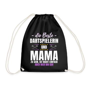 DARTSPIELERIN & MAMA! Lustiges Dart Darts Spruch - Turnbeutel - Schwarz - Vorne