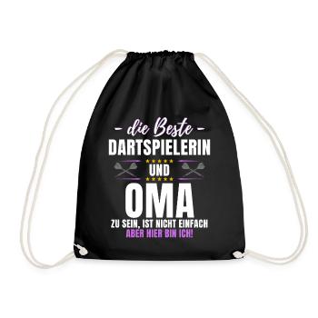 DARTSPIELERIN & OMA! Lustiges Dart Darts - Turnbeutel - Schwarz - Vorne