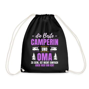 DIE BESTE CAMPERIN & OMA Lustiger Camping - Turnbeutel - Schwarz - Vorne