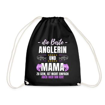 Angler Fishing Fishing Fishing Fisherwoman Angler - Drawstring Bag - black - Front