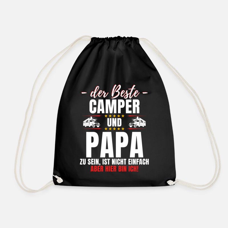 DER BESTE CAMPER & PAPA Lustiger Camping - Turnbeutel - Schwarz