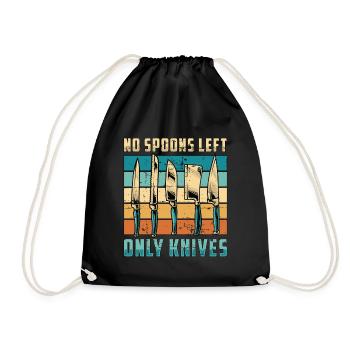 Blade Forging No Spoons Left Knife Making Retro - Drawstring Bag - black - Front