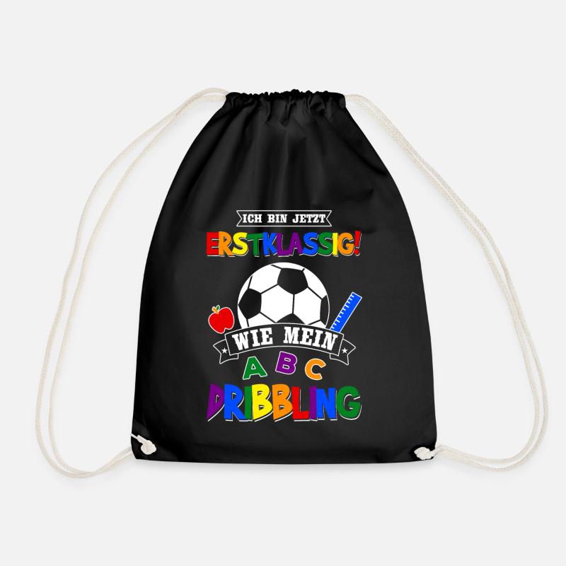 Schulanfang Schulkind Fußball Einschulung Geschenk - Turnbeutel - Schwarz